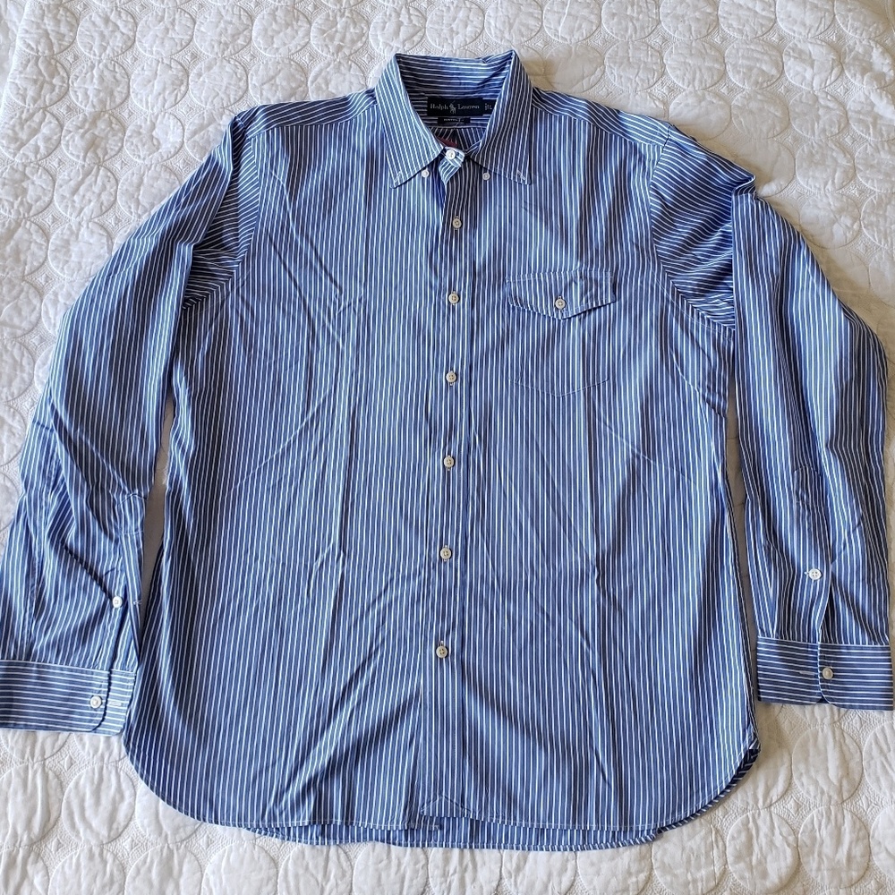 Ralph Lauren "Custom Fit" Blue And White Strip